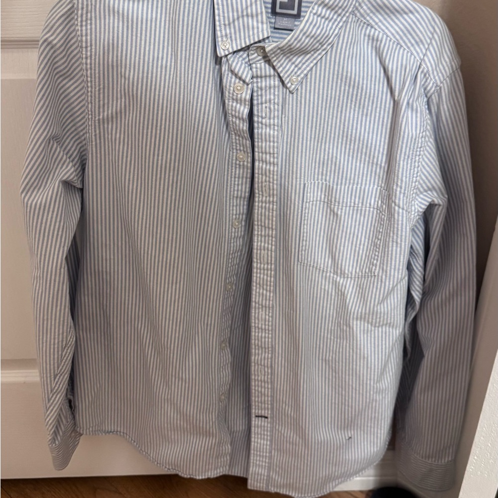 JCPenney Men's Light Blue Striped Button Down Shirt